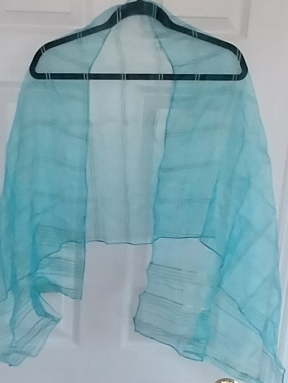 Sheer Aqua Blue Scarf Wrap - Picture 4 of 10